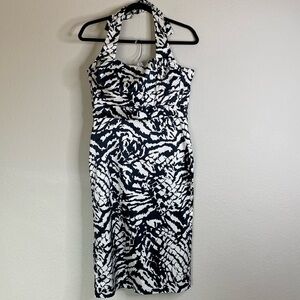 Donna Ricco halter midi dress women’s 10 EUC black white